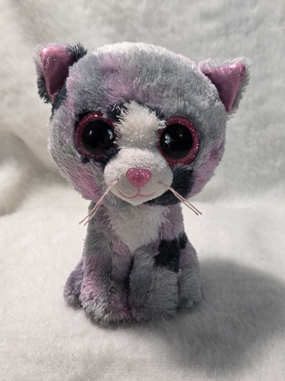 LINDI Ty Beanie Boos 6" Cat Grey and Pink Spots Calico NO HANGTAG